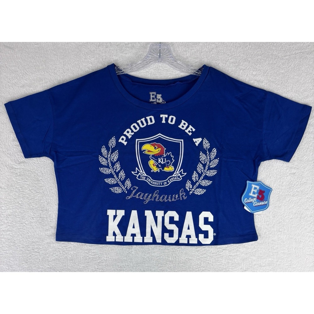 NWT NCAA Kansas Jayhawks Crop Tee Shirt‎ E5 College Classics Size Medium
